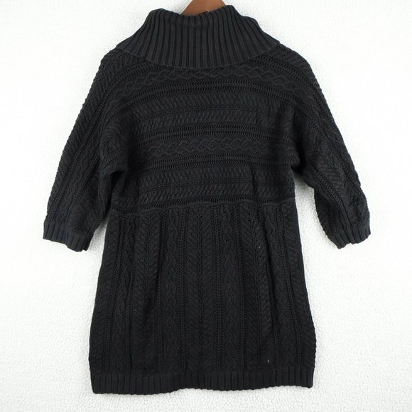Peter Nygard Cable Knit Sweater Womens Medium Black Fisherman Turtle Neck - Picture 4 of 8